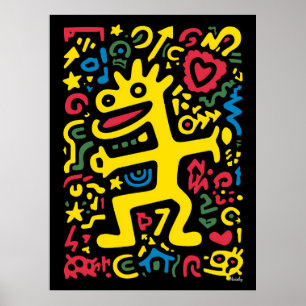 Poster Alien funky Dragon Jaune - Neon Pop Art Créature