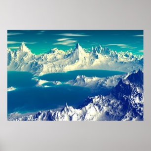 Poster Alien Planet - 3D ed Computer Artwork. Rochers et