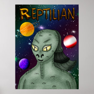 Poster Alien reptilien avec l'espace extra-atmosphérique