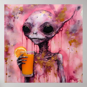 Poster Alien Rose Avec Un Jus D'Orange