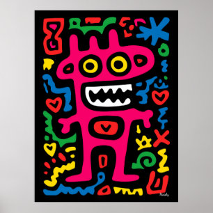 Poster Alien Rose Funky – Art Pop Néo-Art Moustique Étran