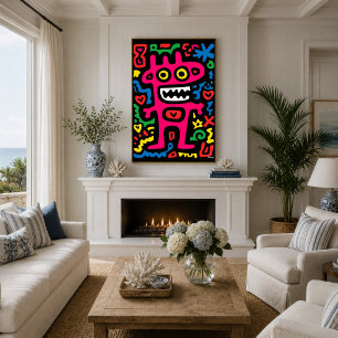 Poster Alien Rose Funky – Art Pop Néo-Expressionniste Cré