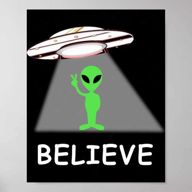 Poster Alien Shirt - I Believe New Cool Ufo  (Devant)