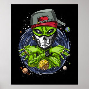 Poster Alien spatial Gangstа UFO Rappeur d'extraterrestre