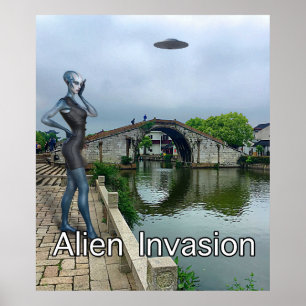 Poster Alien sur téléphone portable pendant l'invasion al