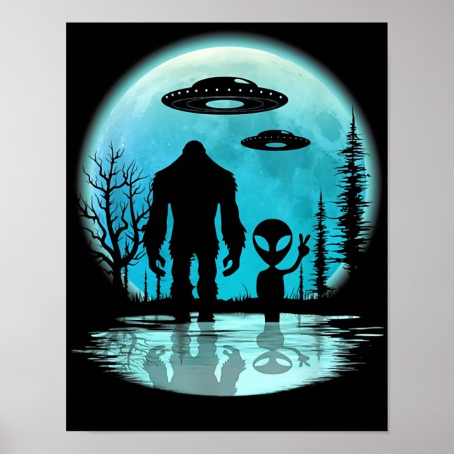 Poster Alien UFO Bigfoot (Devant)