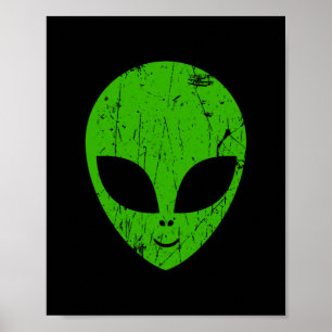 Poster alien vert tête pour science-fiction extraterrestr