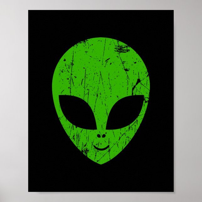 Poster alien vert tête pour science-fiction extraterrestr (Devant)