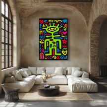 Alien Vert Troisième Oeil - Funky Neon Pop Art Wal