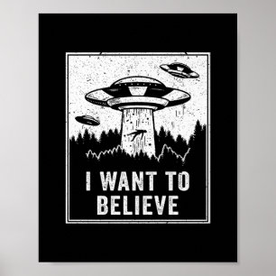 Poster Alien vintage UFO Hunter Je veux croire Retro P