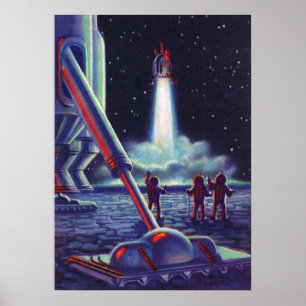 Poster Aliens de la science-fiction vintage saluent la fu