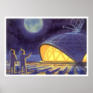 Poster Aliens de la science-fiction vintage sur la lune d