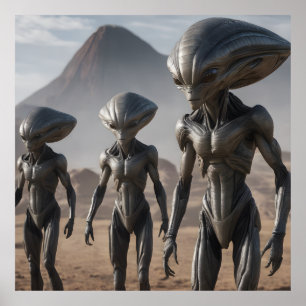 Poster Aliens et volcan