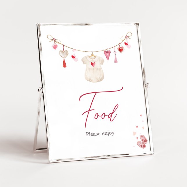 Poster Alimentation Valentine Sweetheart (A Little Sweetheart Valentine Baby Shower Food Sign)