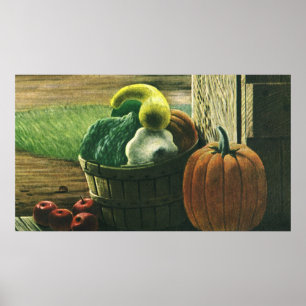 Poster Aliments Anciens, Courges d'Hiver, Citrouille et P