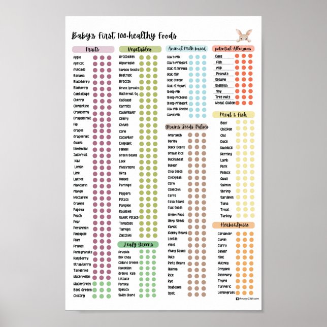 Poster Aliments pour bébés, Aliments pour bébés sains par (Devant)