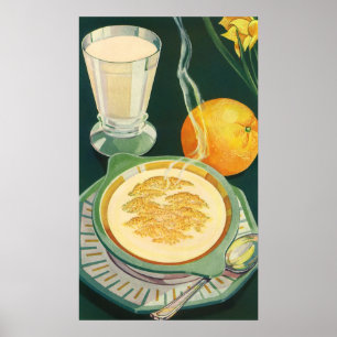 Poster Aliments santé vintage, boissons, petit-déjeuner s
