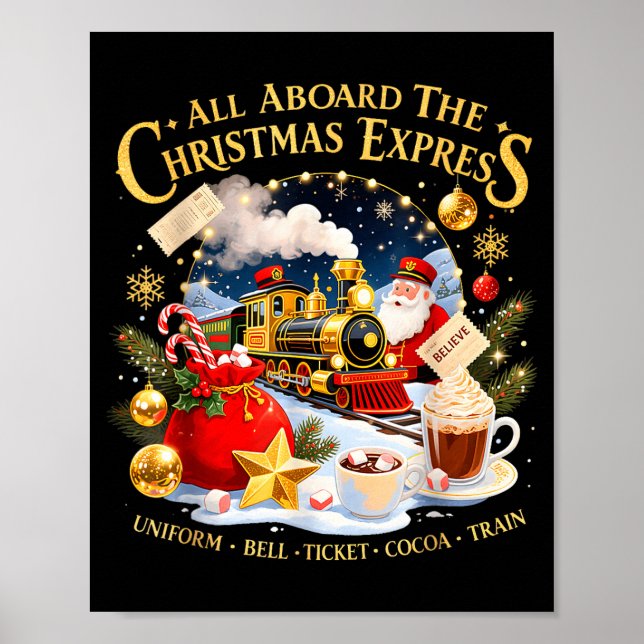 Poster All Aboard The Christmas Express Train Santa Holid (Devant)