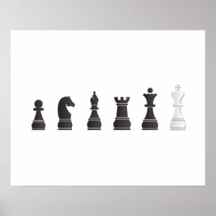 Poster All black one white, chess pieces