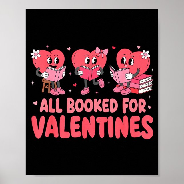 Poster All Booked For Valentine Book Funny Teacher Kids G (Devant)