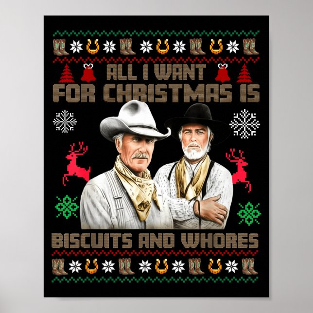 Poster All I Want For Christmas Is Biscuits Funny Ugly Ch (Devant)
