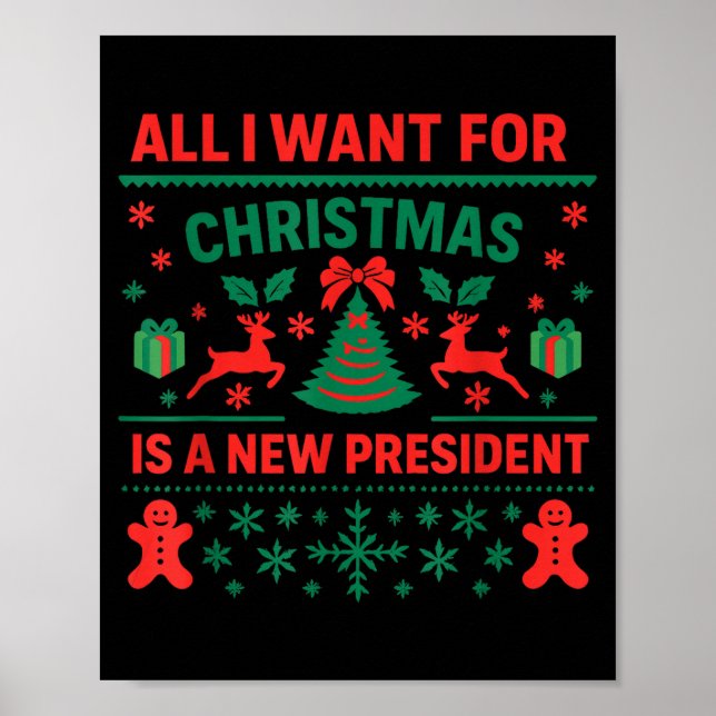 Poster All I Want For Christmas Is New President Anti Tru (Devant)