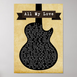 Poster All My Love Black Guitar Chanson Lyric Wall Art Im