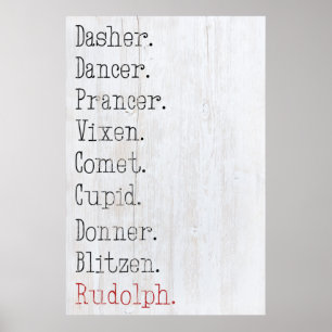 Poster All Of Santa's Reindeer 