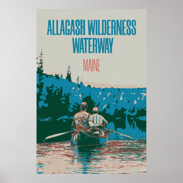 Poster Allagash Wilderness Waterway Canoeing, Maine USA (Devant)
