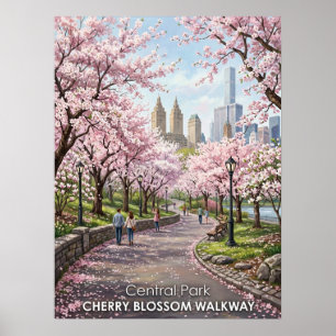 Poster Allée des Cerisiers en Fleurs de Central Park