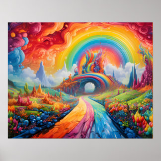 Poster Allée Enchantée Menant Vers L'Arc-en-Ciel sur un M