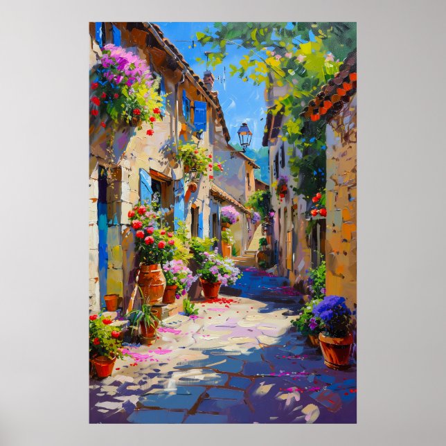 Poster Allée florale colorée au printemps (Devant)