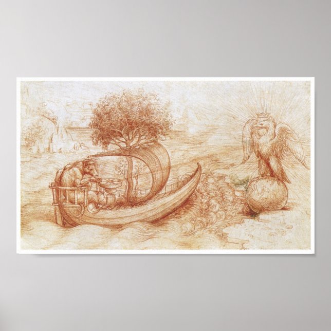 Poster Allégation avec un loup et un aigle, Da Vinci (Devant)