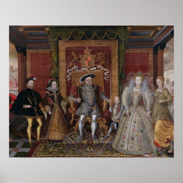 Poster Allégorie de la succession Tudor : La famille de (Devant)