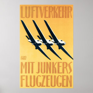Poster ALLEMAGNE Aéronefs Vintages de Junkers de transpor