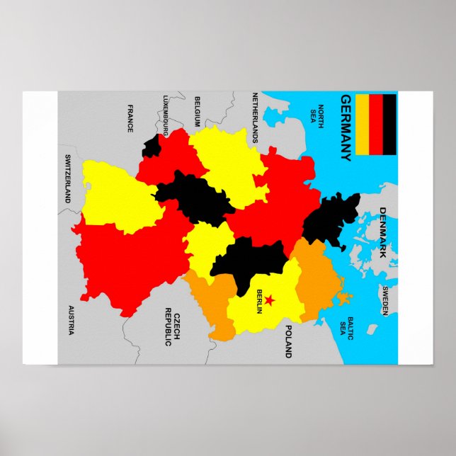 Poster allemagne carte politique (Devant)