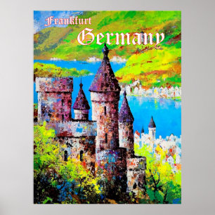 Poster Allemagne, château médiéval à Francfort, principal