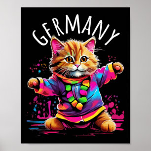 Poster Allemagne Dancing Chat Amusant Coloré Cute Kitty D