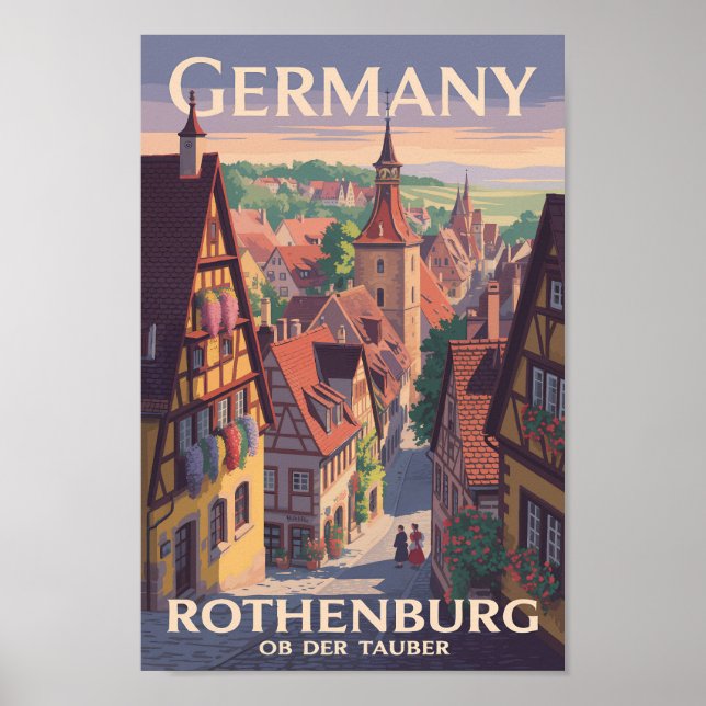 Poster Allemagne Rothenburg ob der Tauber Illustration Ar (Devant)