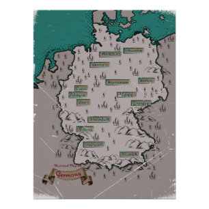Poster Allemagne Vintage Carte illustrée