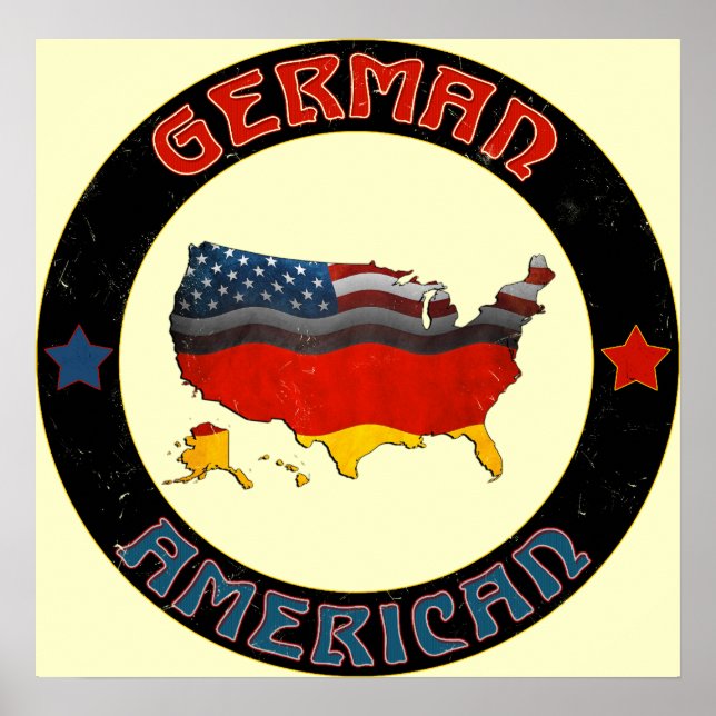 Poster allemand américain drapeaux (Devant)