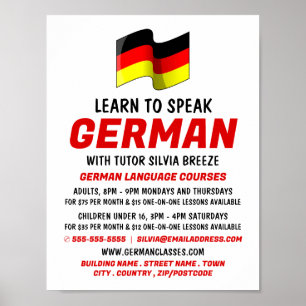 Poster Allemand Drapeau Conception, Allemand Cours de Lan