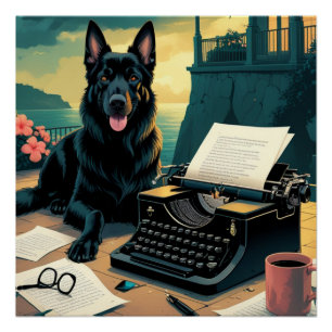 Poster Allemand Shepherd chien gentleman vintage