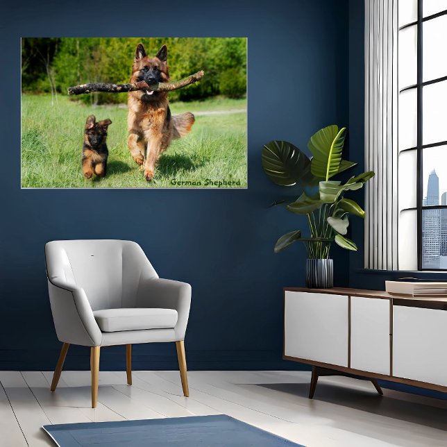 Poster allemand Shepherd Mom and Pup Runer Poster (Créateur téléchargé)
