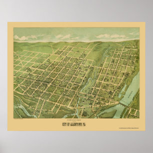 Poster Allentown, PA Carte panoramique - 1879
