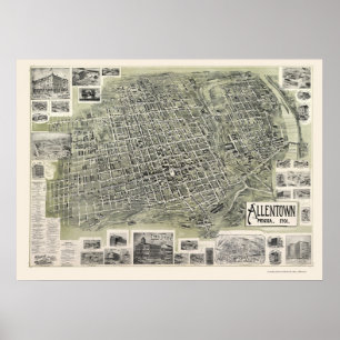 Poster Allentown, PA Carte panoramique - 1901