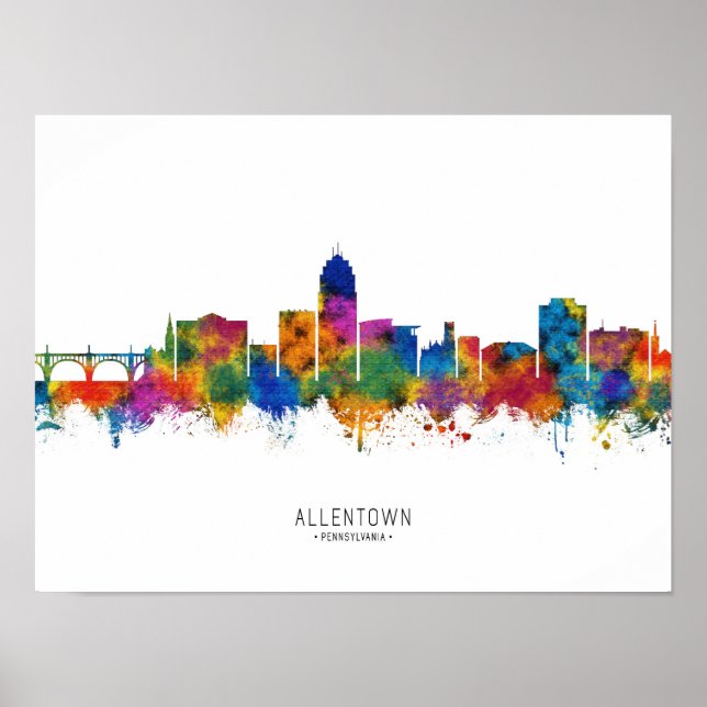 Poster Allentown Pennsylvania Skyline (Devant)