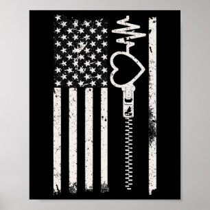 Poster Aller Porter Rouge En Février Drapeau Usa Pour Mal