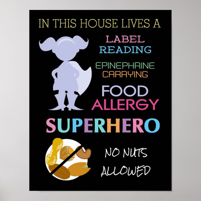Poster Allergie alimentaire Superhero Pas de noix autoris (Devant)