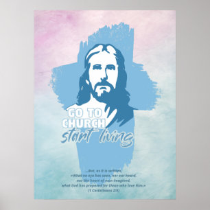 Poster Allez À L'Église... ! Jésus-Christ. Christian Prea